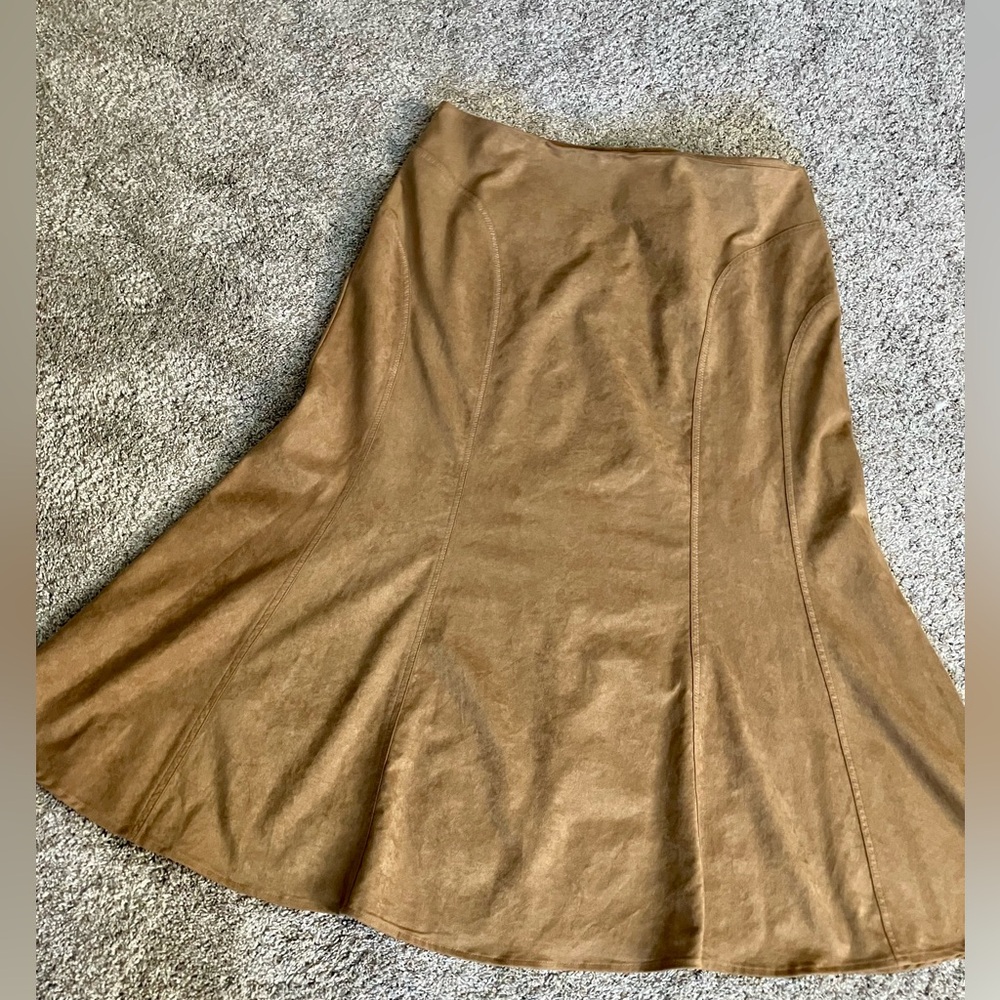 Liz Claiborne faux suede A-Line Brown Skirt